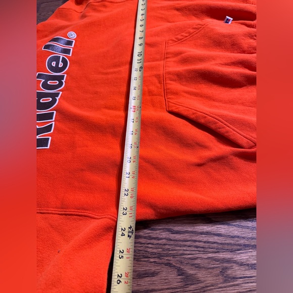 Russell Athletic Riddell Vintage 90s Orange Hooded Sweatshirt for Men size L - Picture 9 of 11